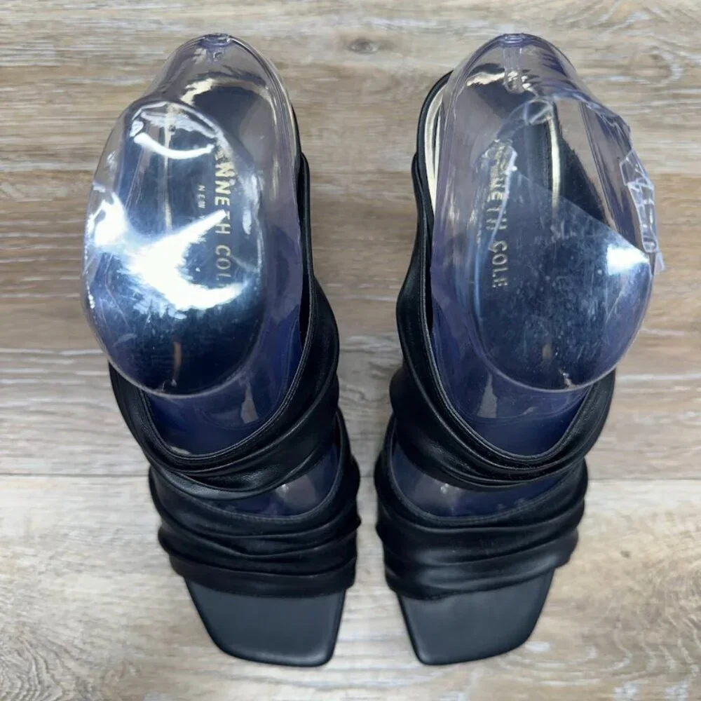 Kenneth Cole Heidi Slip On Ruched High Heel Sandals Women's Size 8